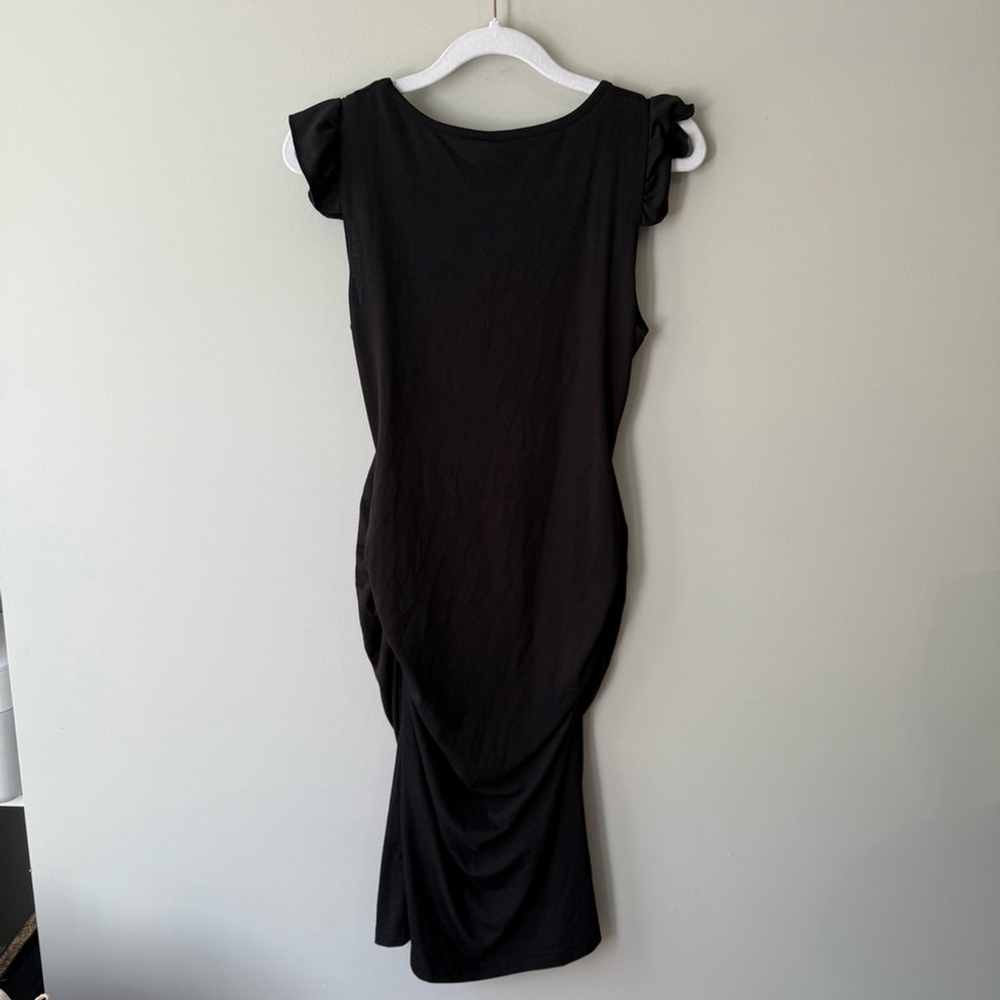 New Glampunch Black Ruched Sleeveless Bodycon Midi Dress Women’s S - Picture 3 of 8